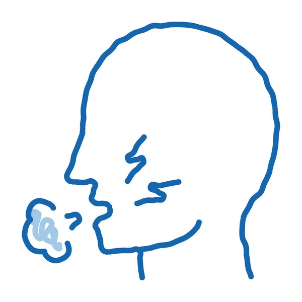 Βήχας άσθμα εικονίδιο ζωγραφισμένα στο χέρι εικόνα — Διανυσματικό Αρχείο