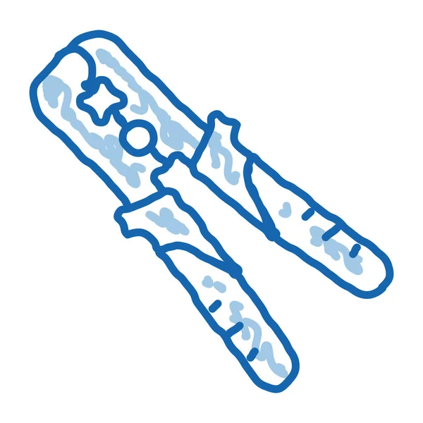 Ausrüstung für Reparatur und Anschluss Kabel-Doodle-Symbol handgezeichnete Illustration — Stockvektor
