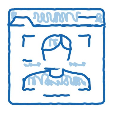 yüz tarama kimlik karalama simgesi elle çizilmiş illüstrasyon