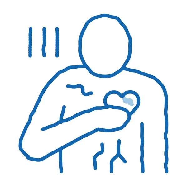 Miocardinfarct, hartinfarct doodle pictogram hand getekend illustratie — Stockvector