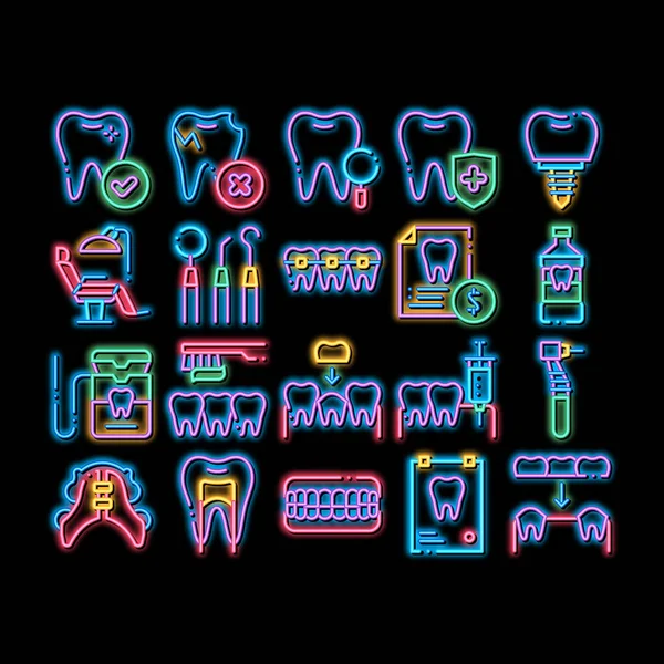 Stomatology Neon Light Sign Vector Glowing Bright Icon Stomatology Dentist — Stock Vector
