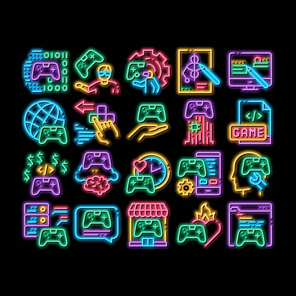 Video Game Development neon glow icon illustration — Stock Vector