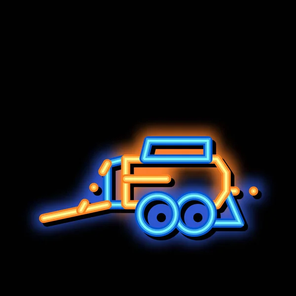Illustration d'icône néon de véhicule de remorque de pressage de foin — Image vectorielle