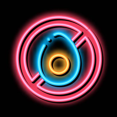 Alerjisi olmayan tavuk yumurtası neon ışıklı ikon illüstrasyonu