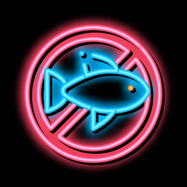 Alergen Zdarma znamení Ryby neon záře ikona ilustrace — Stockový vektor