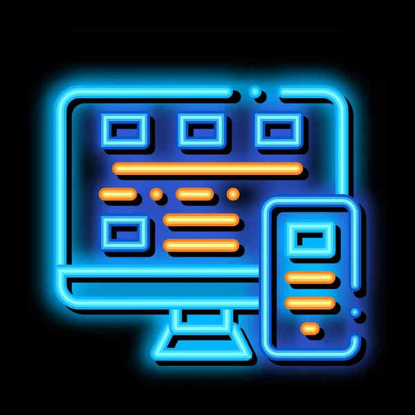 Computer Smartphone System neon glow icon illustration — Stockvektor