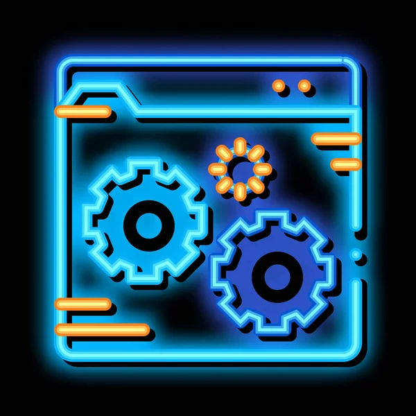 Fixing File Coding System neon blask ikona ilustracja — Wektor stockowy