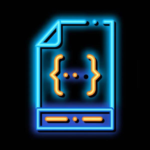 Kodowanie pliku dokumentu System neon świecące ikona ilustracja — Wektor stockowy