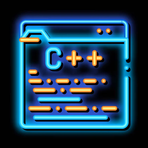 Kodlama Geliştirme Dili neon ışıklı ikon illüstrasyonu — Stok Vektör
