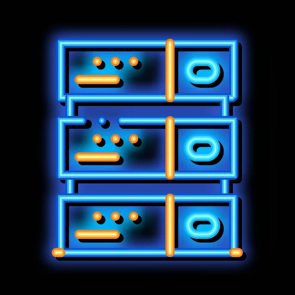 Computer Equipment Server neon gloeien pictogram illustratie — Stockvector