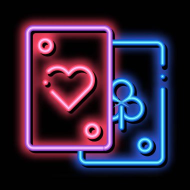 Oyun Elemanı Kartları neon ışıklı simge resimlemesi