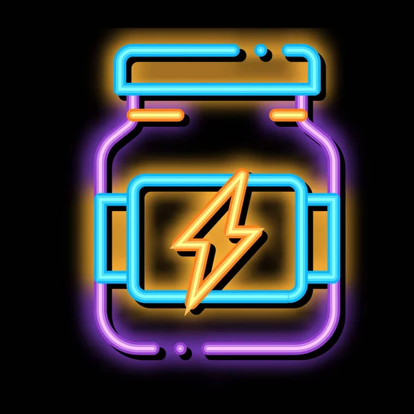 Energi Sport Kosttillskott neon glöd ikon illustration — Stock vektor