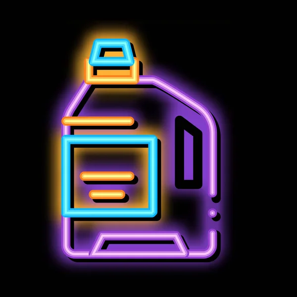 Mosodai szolgáltatás Mosás Liquid Bottle neon világítás ikon illusztráció — Stock Vector