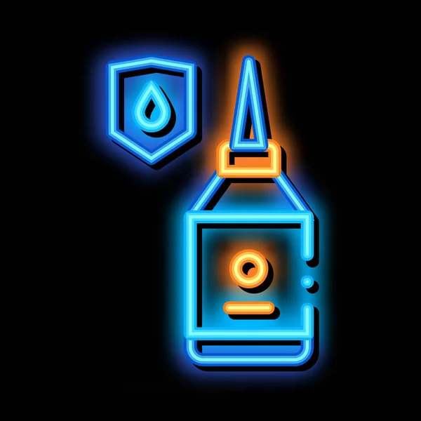 Vízálló anyag ragasztó neon izzás ikon illusztráció — Stock Vector