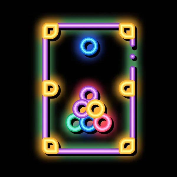 Ilustração interativa do ícone do brilho do neon do bilhar do jogo — Vetor de Stock