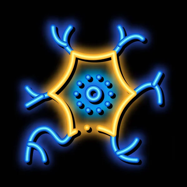 Mikroskopiskt virus Bakterium neon glöd ikon illustration — Stock vektor