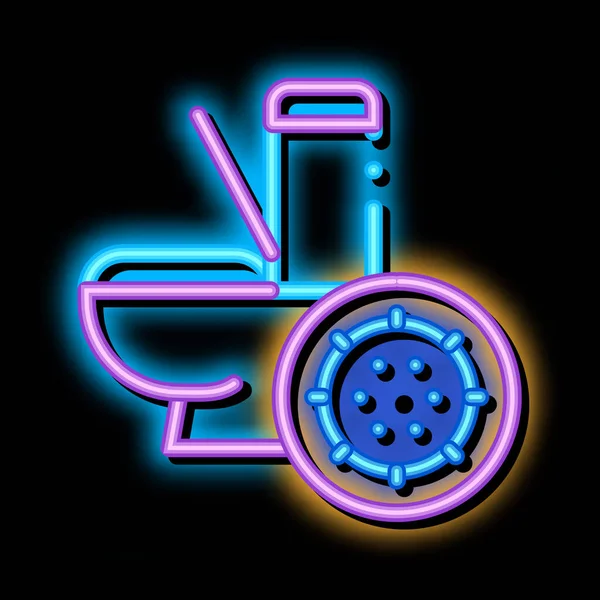 Бактерії та Toilet Bowl neon glow icon illustration — стоковий вектор