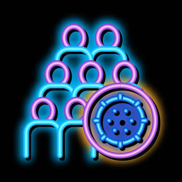 Bactérias Germe e pessoas Ícone de brilho de néon ilustração — Vetor de Stock