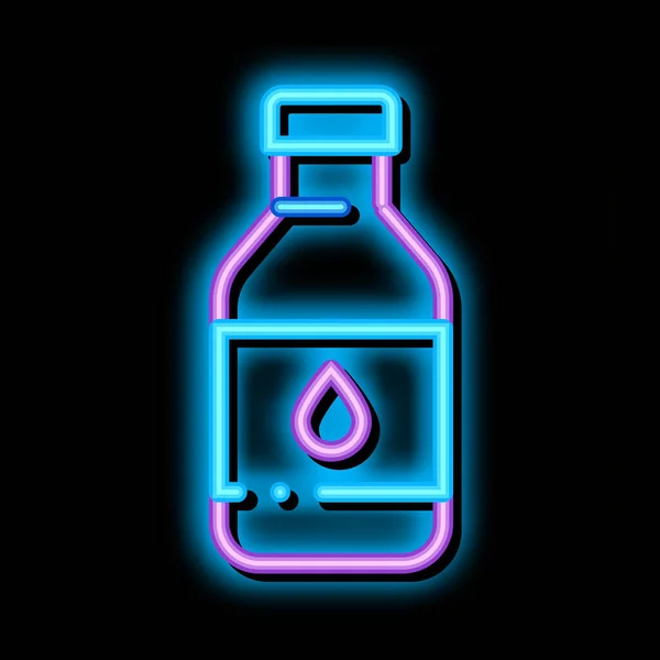 Egészséges víz műanyag palack neon világítás ikon illusztráció — Stock Vector