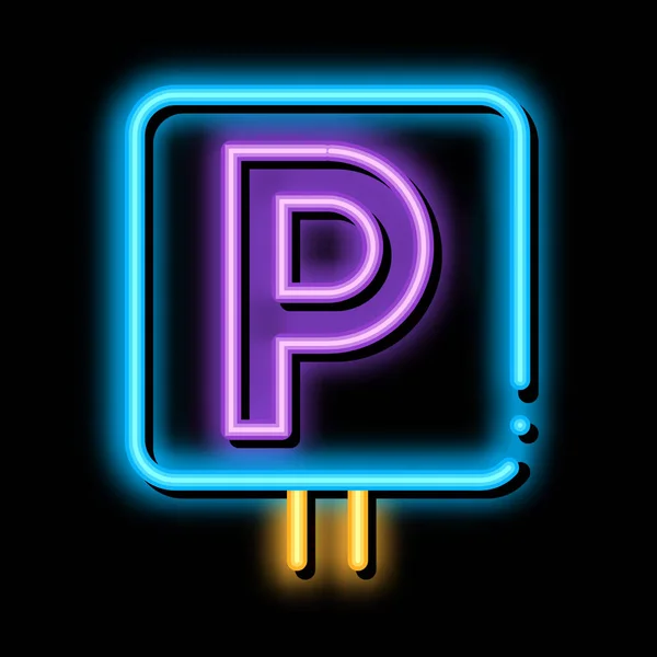 Parkering Skylt neon glöd ikon illustration — Stock vektor