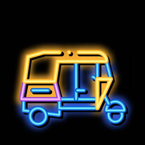 Иллюстрация неонового свечения иконки общественного транспорта Рикша — стоковый вектор