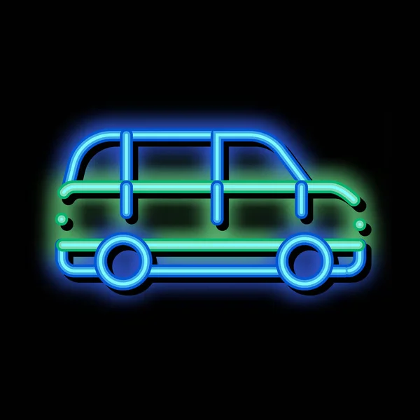 Trasporto pubblico Automobile neon bagliore icona illustrazione — Vettoriale Stock