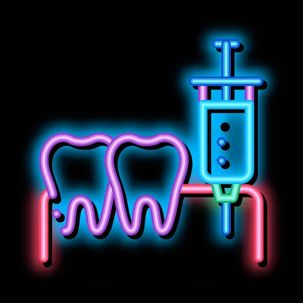 Stomatology Anesthesia Injection neon glow icon illustration — Stock Vector
