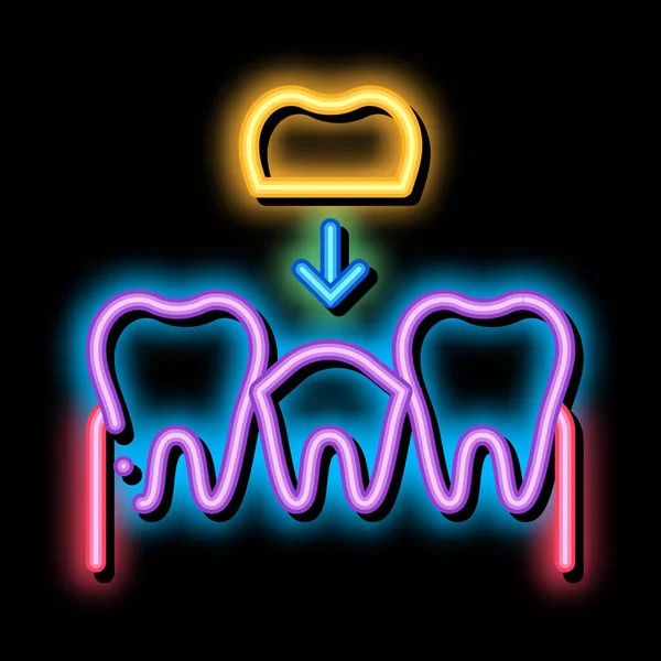 Stomatology Tooth Crown neon glow icon illustration — Stock Vector