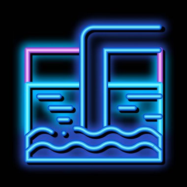 Su arıtma Büyük Tankı Merdiven neon ışıklı ikon illüstrasyonu