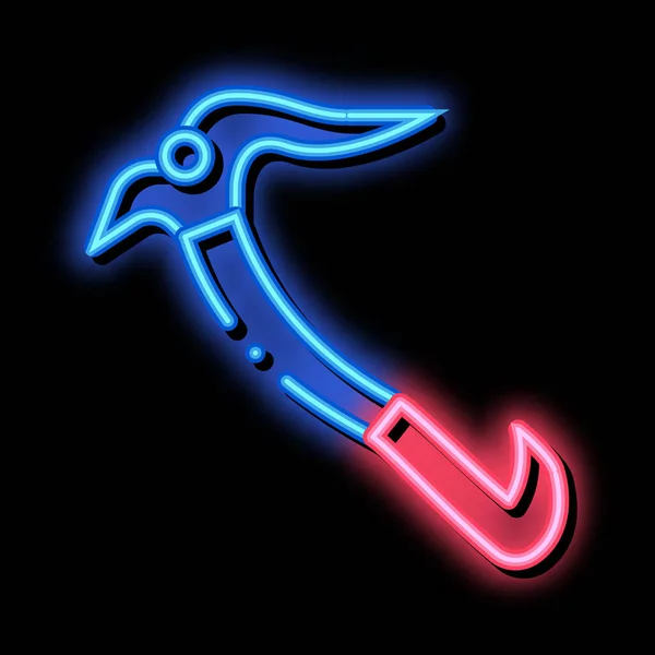 Sport Ice Axe Tool Alpinism Equipment Neon Light Sign Vector — Stock Vector