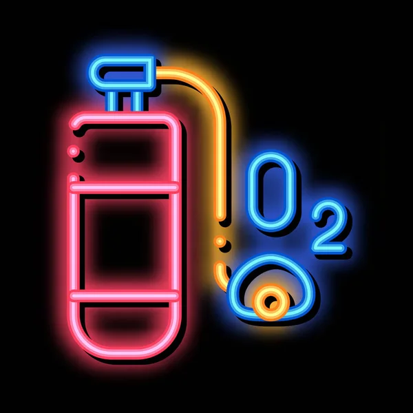 氧气筒Alpinism设备霓虹灯符号矢量 明亮的图标透明的符号图解 — 图库矢量图片