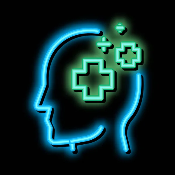 Crosses Man Silhouette Headache Neon Light Sign Vector 아이콘의 그림을 — 스톡 벡터
