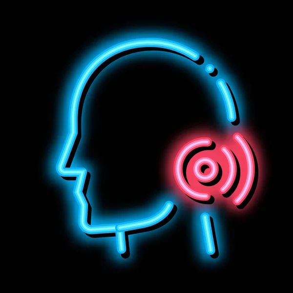 Pin Nape Pain Man Silhouette Headache Neon Light Sign Vector — 스톡 벡터