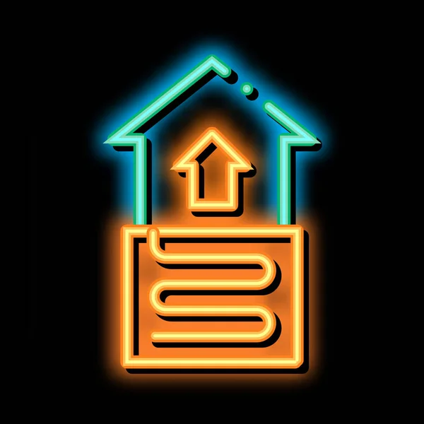 Dom Pokój Ogrzewanie Sprzęt Neonowy Znak Świetlny Wektor Świecący Jasny — Wektor stockowy