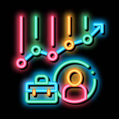 Grafik Çizelgesi Avatar ve Dava Görevi: Neon ışığı avlama vektörü. Parlak parlak simge şeffaf sembol çizimi