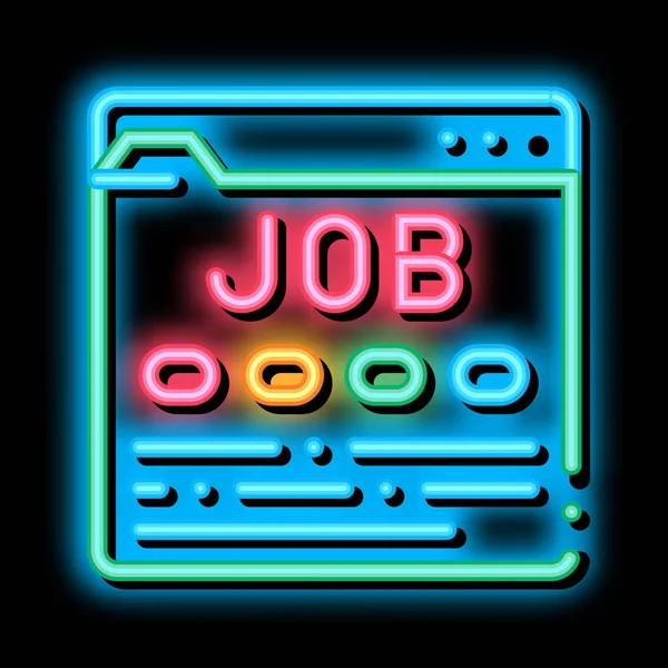 Business Web Site Resource Job Hunting Neon Light Sign Vector — 스톡 벡터