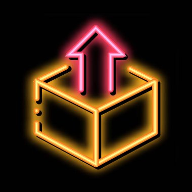 Arrow Agile Element neon ışıklı işaret vektörlü kutu kutusu. Parlak parlak simge şeffaf sembol çizimi