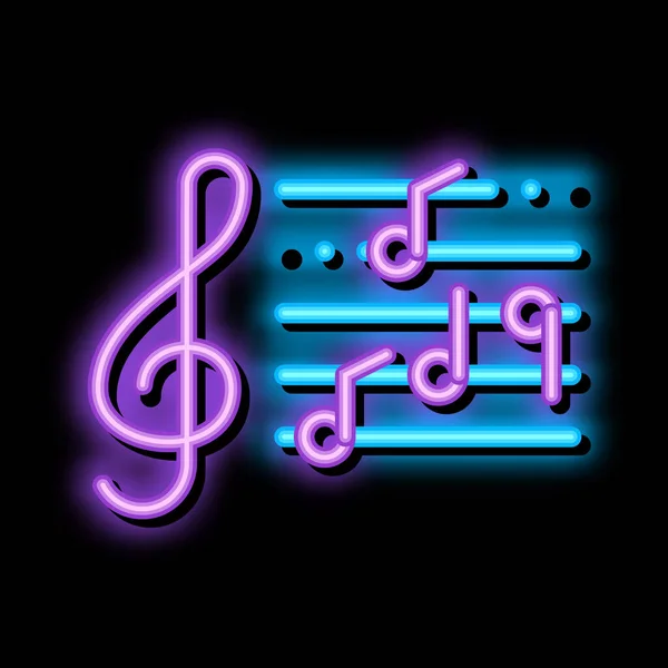 Treble Clef Musical Notes Opera Element Neon Light Sign Vector — Stockový vektor
