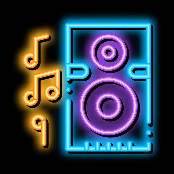 Musical Dynamic Device Listening Songs Vettore Segnali Luminosi Neon Illustrazione — Vettoriale Stock