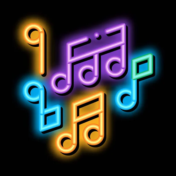 Melody Music Mono Treble Notes Neon Light Sign Vector Zářící — Stockový vektor