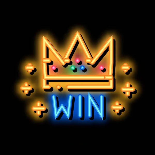 Vinnare Crown Betting Och Gambling Neon Ljussignal Vektor Glödande Ljus — Stock vektor