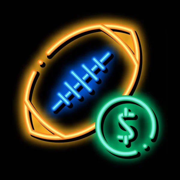 Rugby Ball Betting Gambling Vector Señal Luz Neón Signo Icono — Vector de stock