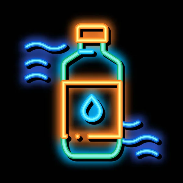 Gyógyszer Palack Biohacking Neon Fény Jel Vektor Ragyogó Ikon Jel — Stock Vector
