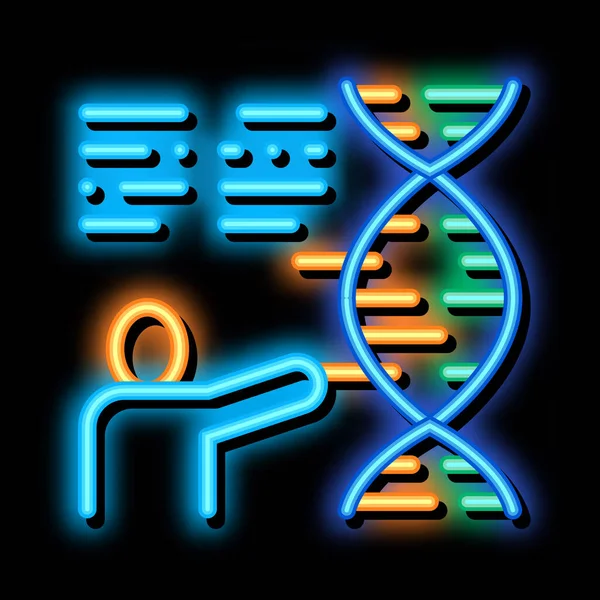 Human Genetics Research Biohacking Neon Light Sign Vector Блискучий Знак — стоковий вектор