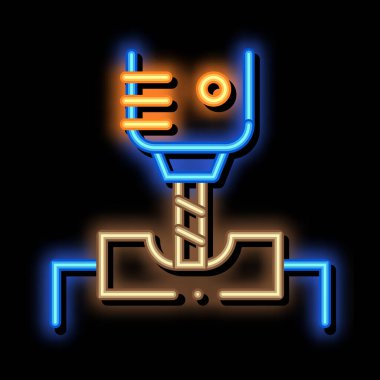 Metalurjik neon ışığı vektörü üretiliyor. Parlak simge işareti. şeffaf sembol çizimi