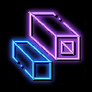 Kare Tüpler Metalurjik neon ışığı vektörü. Parlak simge işareti. şeffaf sembol çizimi