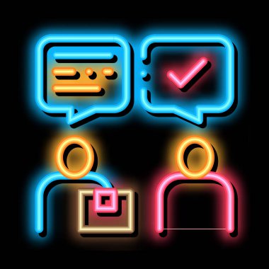 Gönderen ve Postacı Taşımacılık Şirketi 'nin neon ışığı vektörü. Parlak simge işareti. şeffaf sembol çizimi