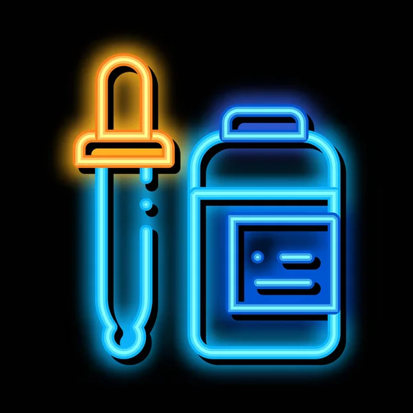 Medicijn Dropper Supplementen neon gloed pictogram illustratie — Stockvector