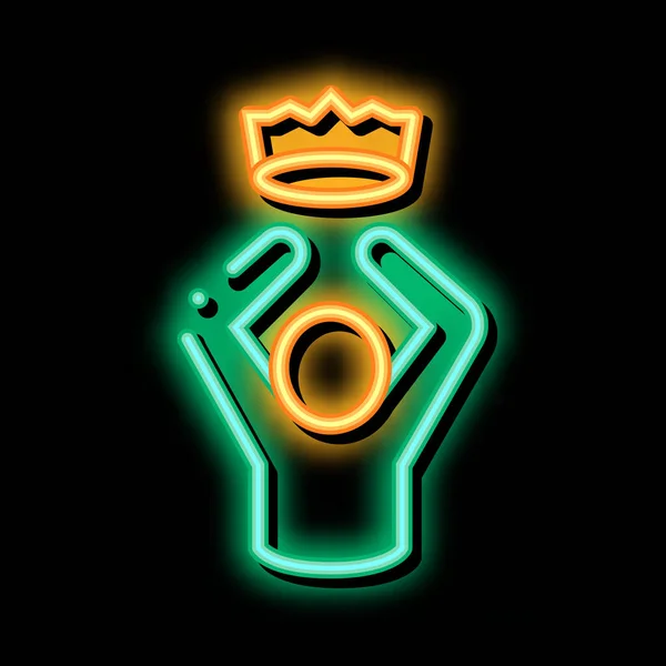King Crown Human Talent neon gloeien pictogram illustratie — Stockvector