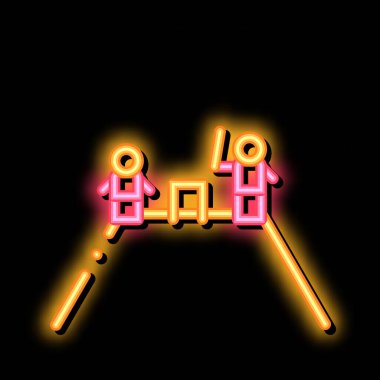 Dağ neon ikonunda iki kriket oyuncusu.